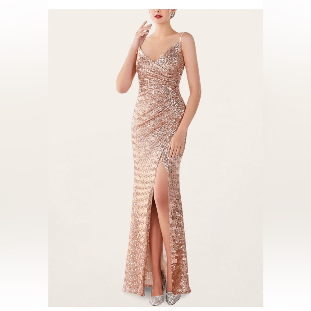 Glamorous Rose Gold Maxi Dress